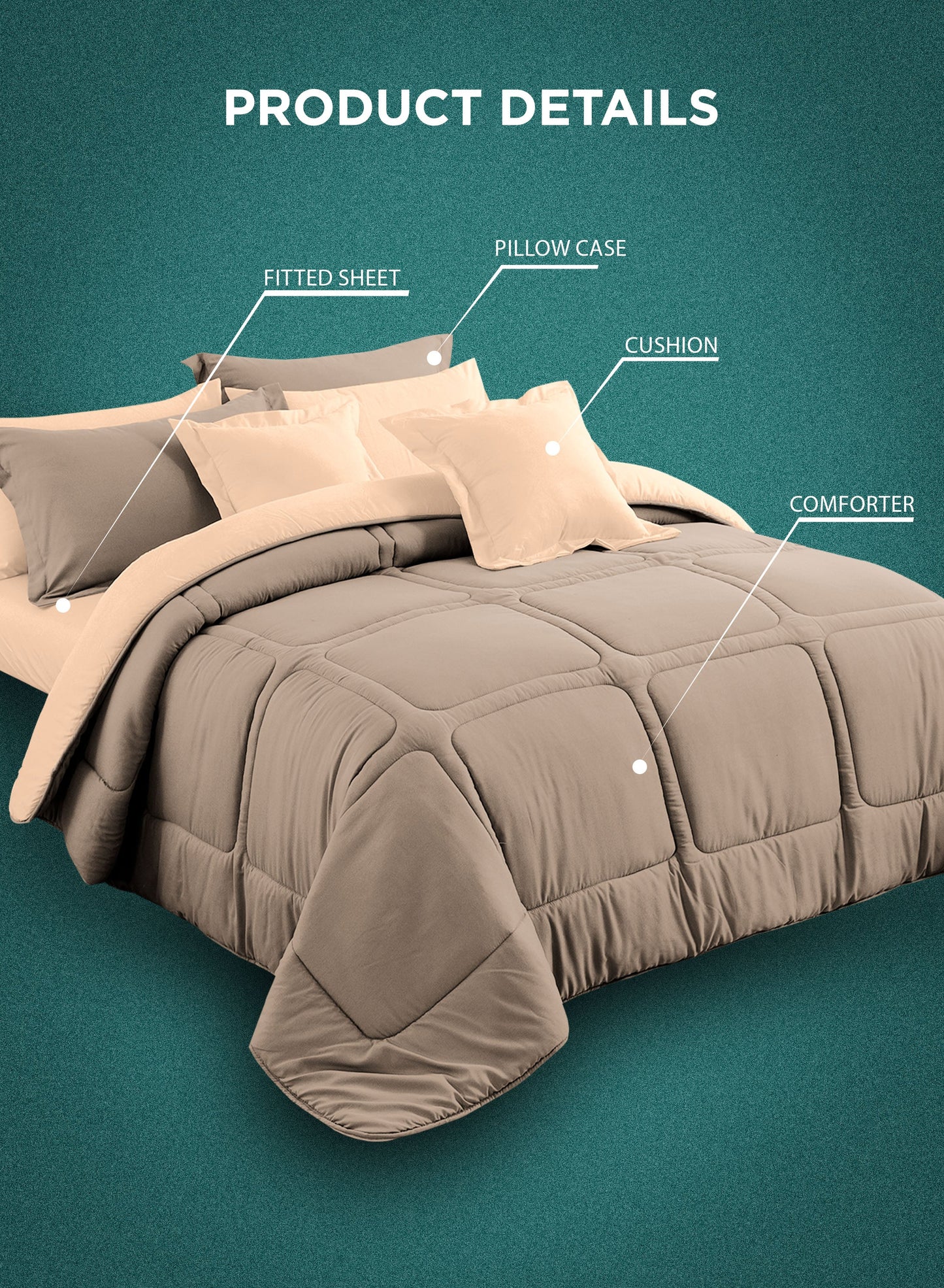 Parajohn Parry Life 6PCS Microfiber Comforter Set – Ultra Soft Bedding Set with Fitted Sheet, Pillow Cases & Cushions (Breathable, Lightweight)  PARAJOHN UAE