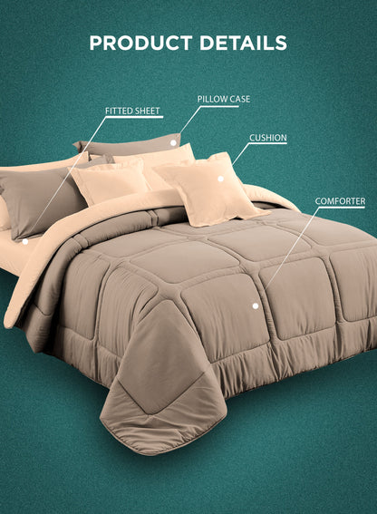 Parajohn Parry Life 6PCS Microfiber Comforter Set – Ultra Soft Bedding Set with Fitted Sheet, Pillow Cases & Cushions (Breathable, Lightweight)  PARAJOHN UAE