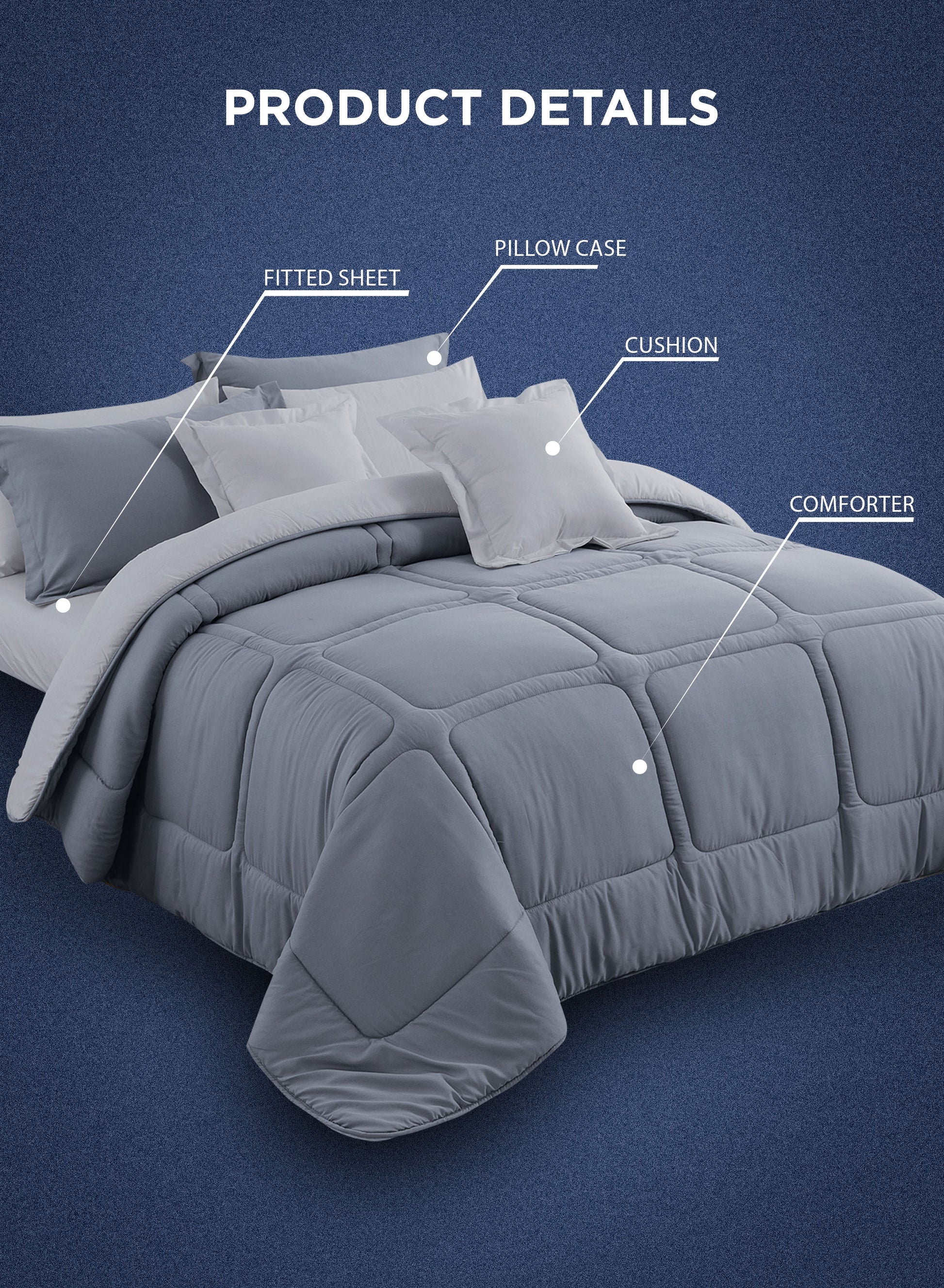 Parajohn Parry Life 6PCS Microfiber Comforter Set – Ultra Soft Bedding Set with Fitted Sheet, Pillow Cases & Cushions (Breathable, Lightweight)  PARAJOHN UAE