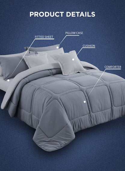 Parajohn Parry Life 6PCS Microfiber Comforter Set – Ultra Soft Bedding Set with Fitted Sheet, Pillow Cases & Cushions (Breathable, Lightweight)  PARAJOHN UAE