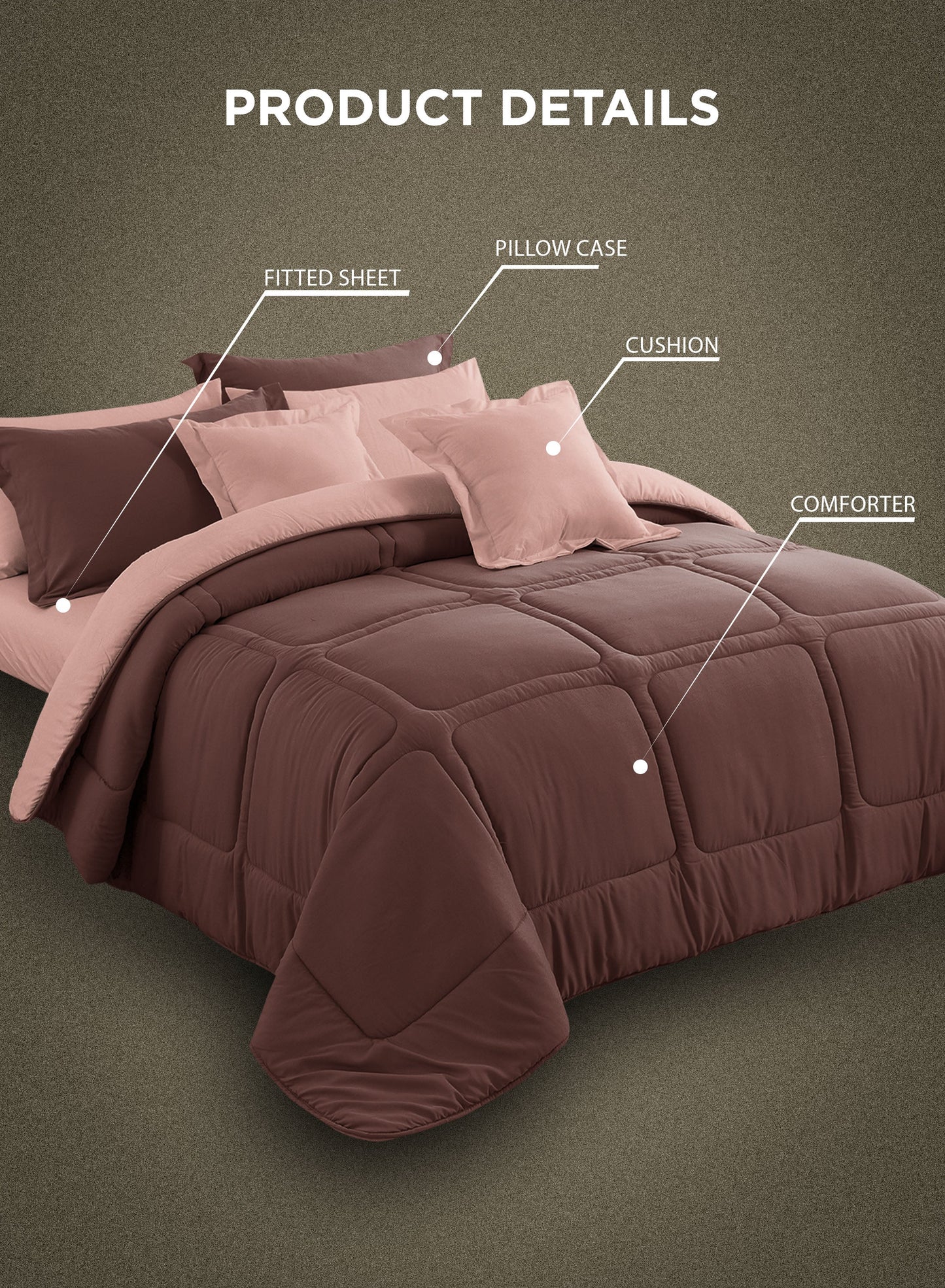 Parajohn Parry Life 6PCS Microfiber Comforter Set – Ultra Soft Bedding Set with Fitted Sheet, Pillow Cases & Cushions (Breathable, Lightweight)  PARAJOHN UAE