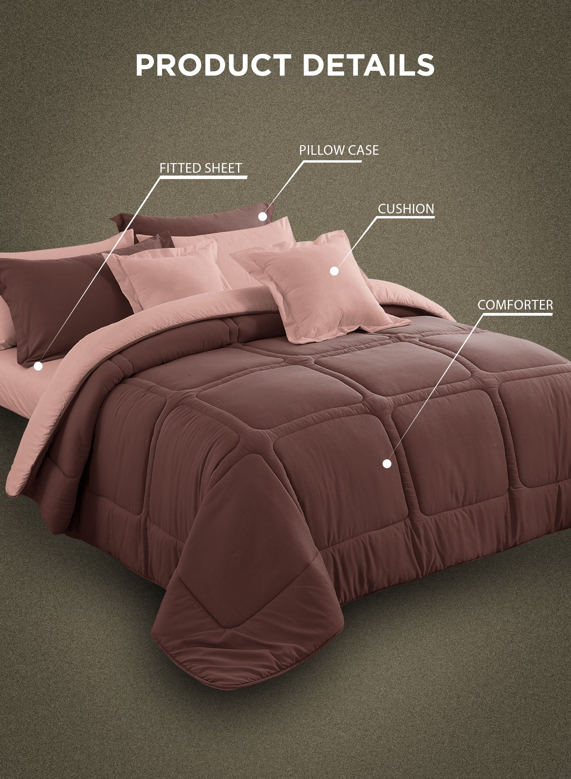 Parajohn Parry Life 6PCS Microfiber Comforter Set – Ultra Soft Bedding Set with Fitted Sheet, Pillow Cases & Cushions (Breathable, Lightweight)  PARAJOHN UAE