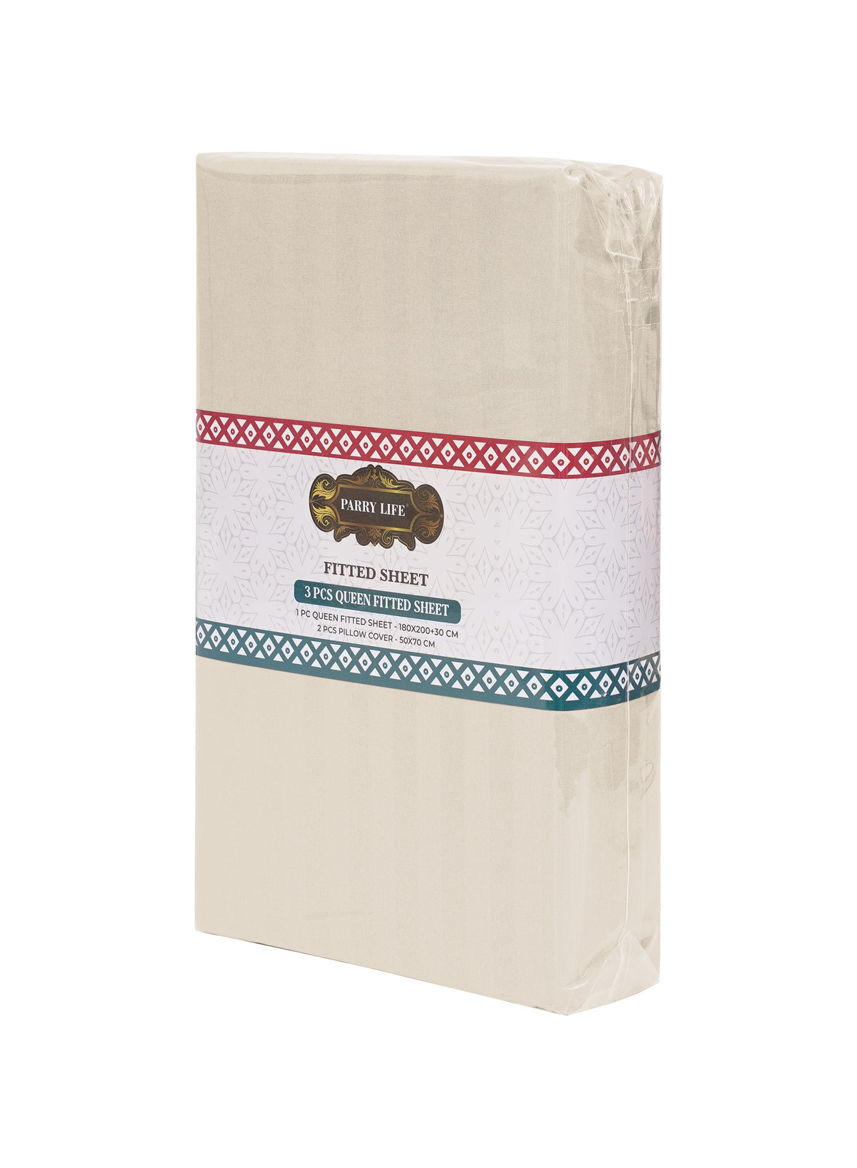 Parajohn Parrylife 3-Piece Queen Fitted Sheet Set – Soft Striped Design with 2 Pillow Covers (180x200+30 cm)  PARAJOHN UAE