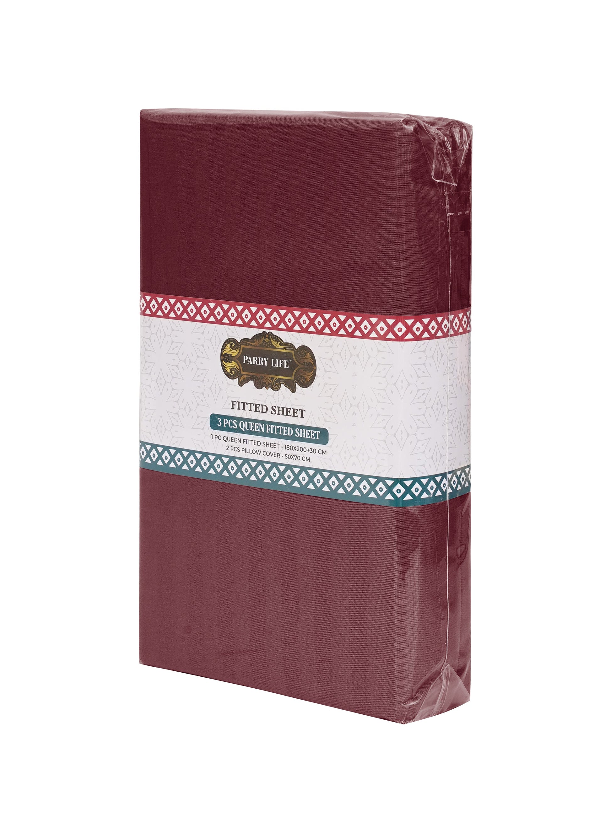 Parajohn Parrylife 3-Piece Queen Fitted Sheet Set – Soft Striped Design with 2 Pillow Covers (180x200+30 cm)  PARAJOHN UAE