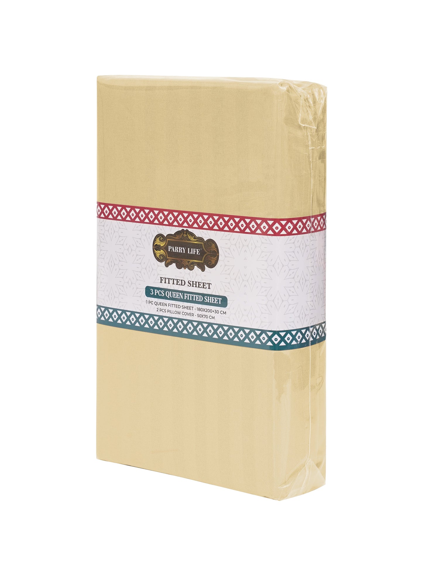 Parajohn Parrylife 3-Piece Queen Fitted Sheet Set – Soft Striped Design with 2 Pillow Covers (180x200+30 cm)  PARAJOHN UAE