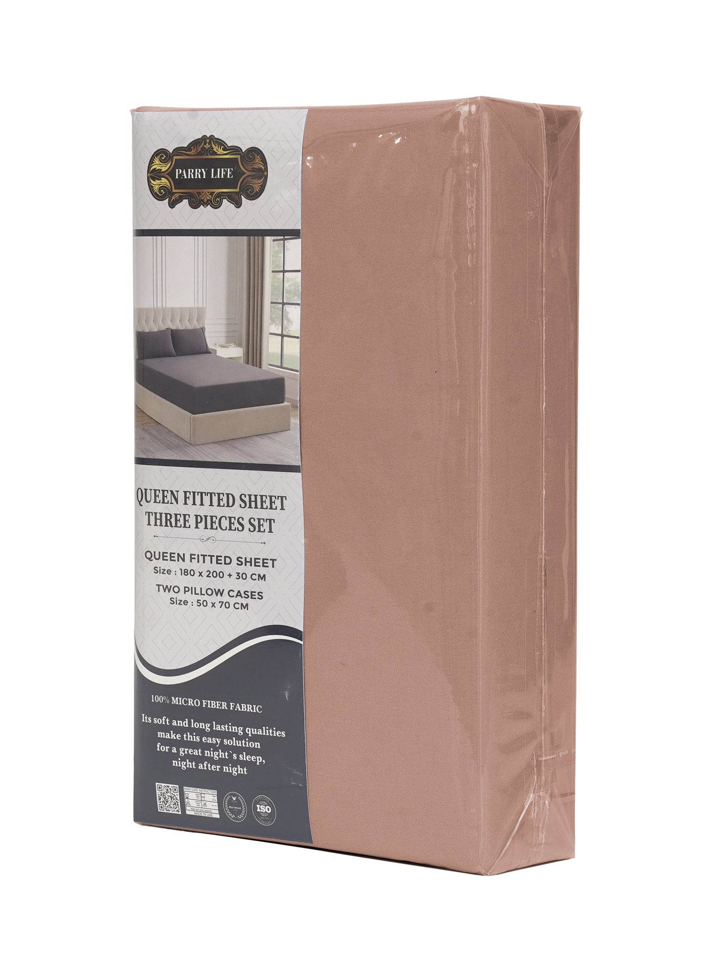 Parajohn Parrylife Queen Fitted Sheet 90 GSM – Plain Microfiber Soft Bedding (180x200+30 cm)  PARAJOHN UAE