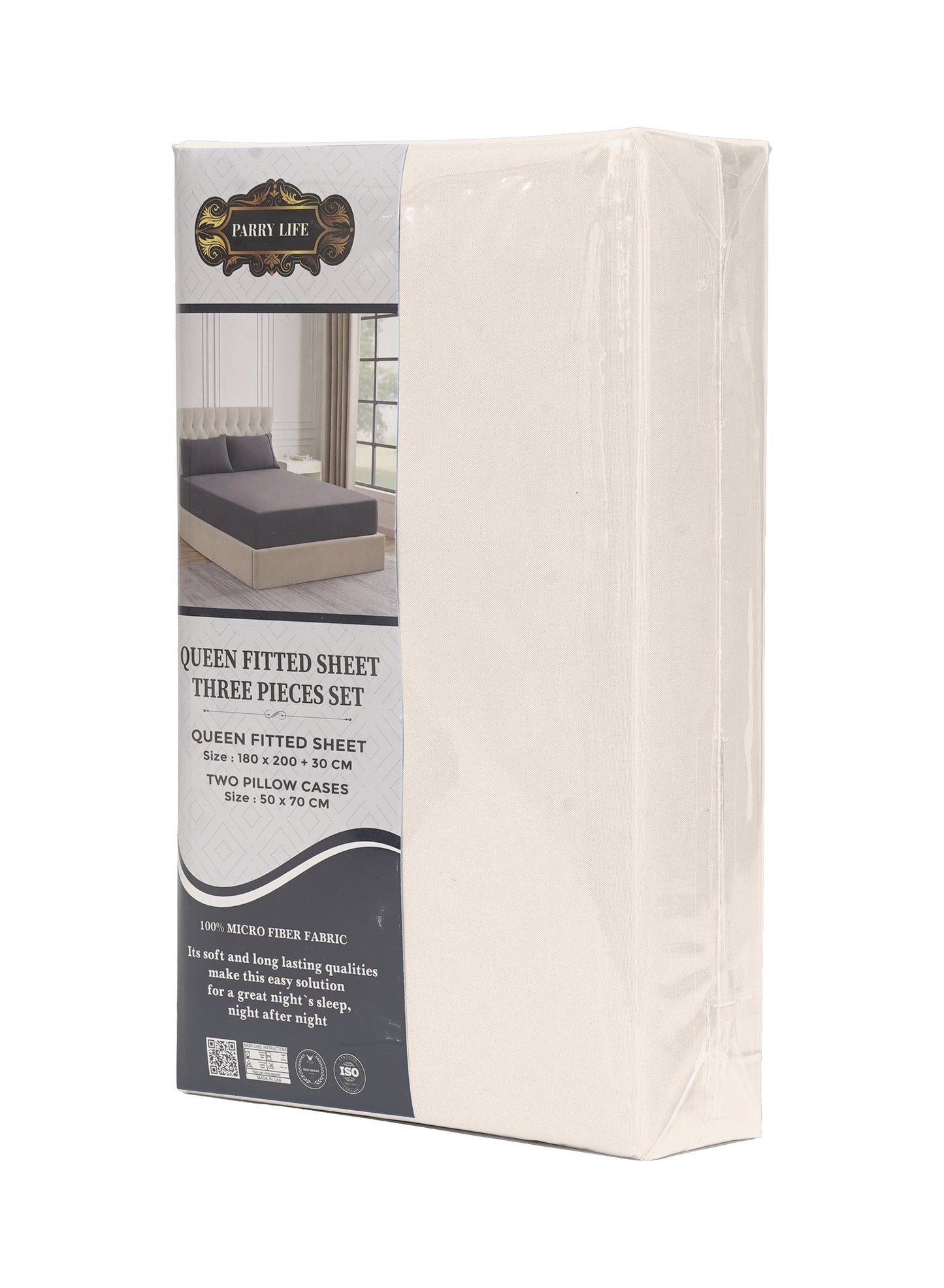Parajohn Parrylife Queen Fitted Sheet 90 GSM – Plain Microfiber Soft Bedding (180x200+30 cm)  PARAJOHN UAE