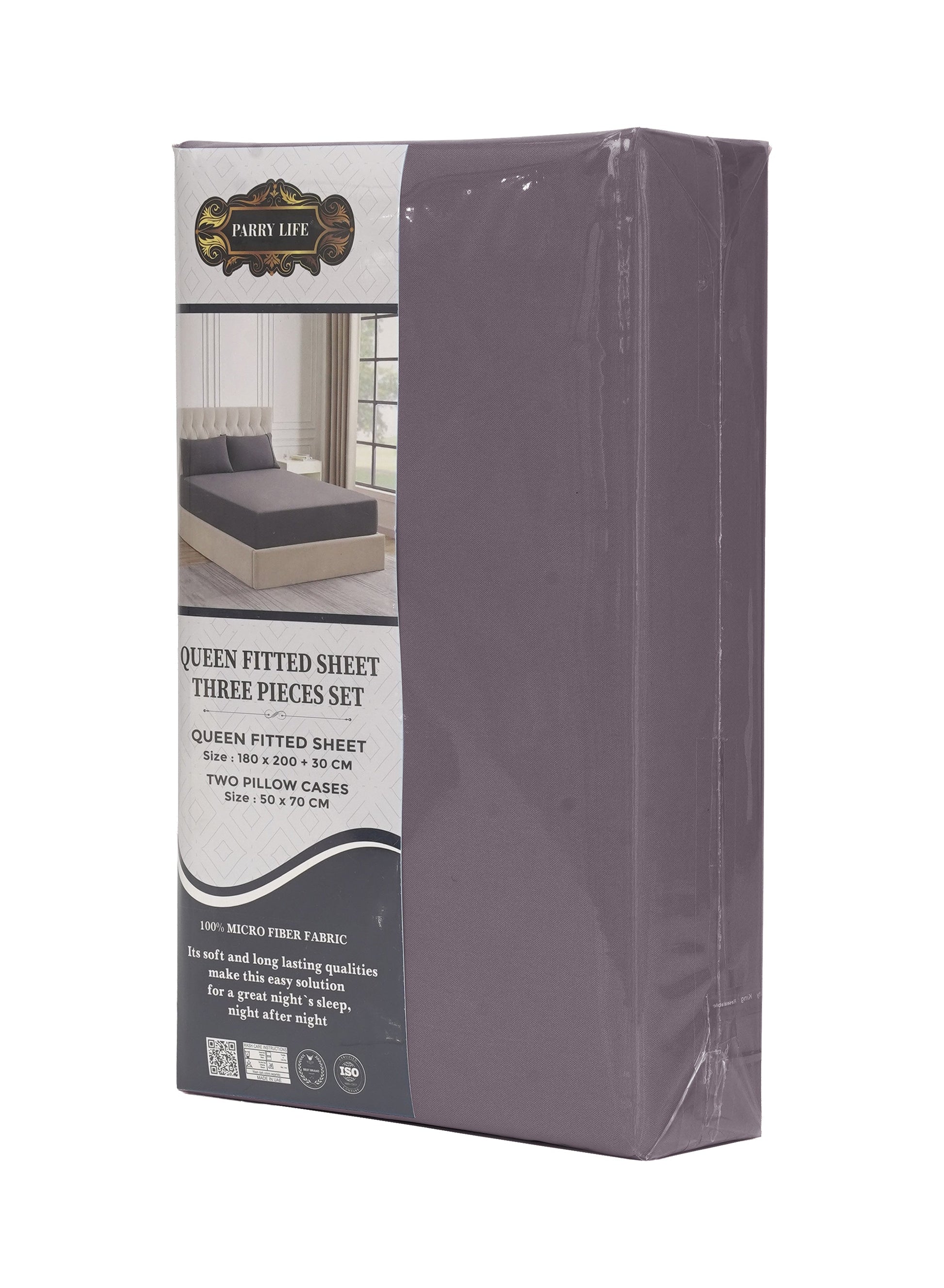 Parajohn Parrylife Queen Fitted Sheet 90 GSM – Plain Microfiber Soft Bedding (180x200+30 cm)  PARAJOHN UAE
