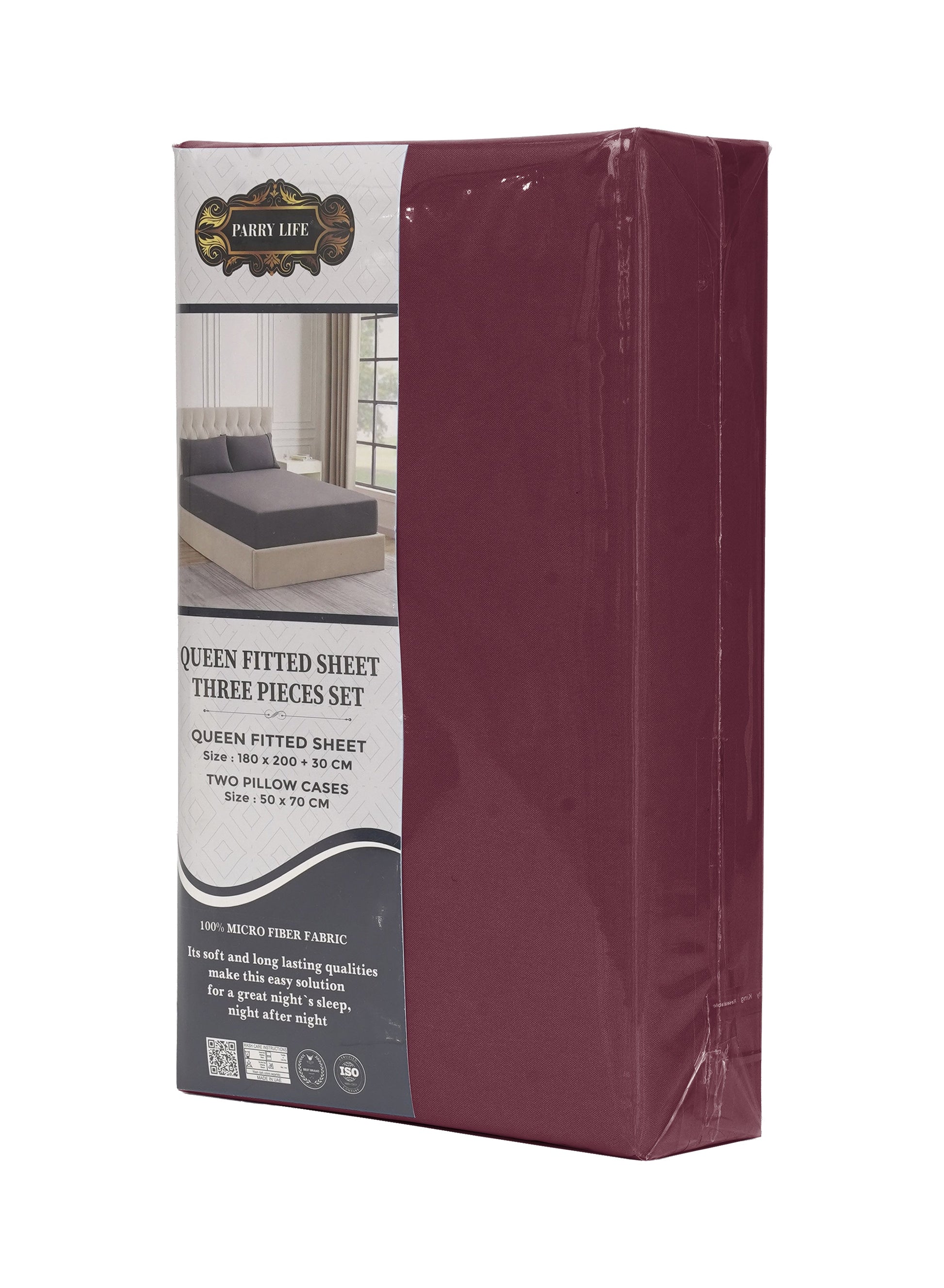 Parajohn Parrylife Queen Fitted Sheet 90 GSM – Plain Microfiber Soft Bedding (180x200+30 cm)  PARAJOHN UAE