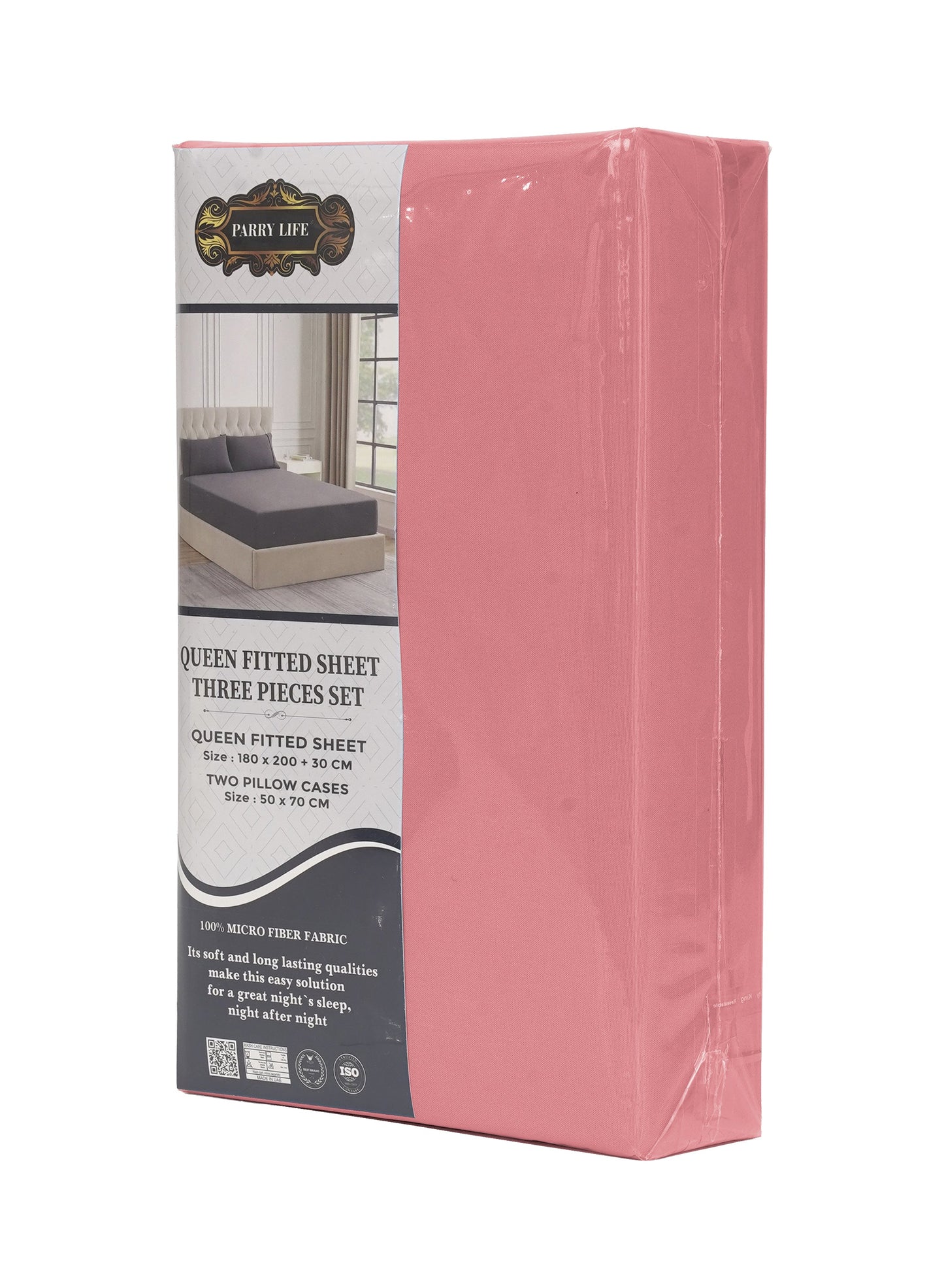 Parajohn Parrylife Queen Fitted Sheet 90 GSM – Plain Microfiber Soft Bedding (180x200+30 cm)  PARAJOHN UAE
