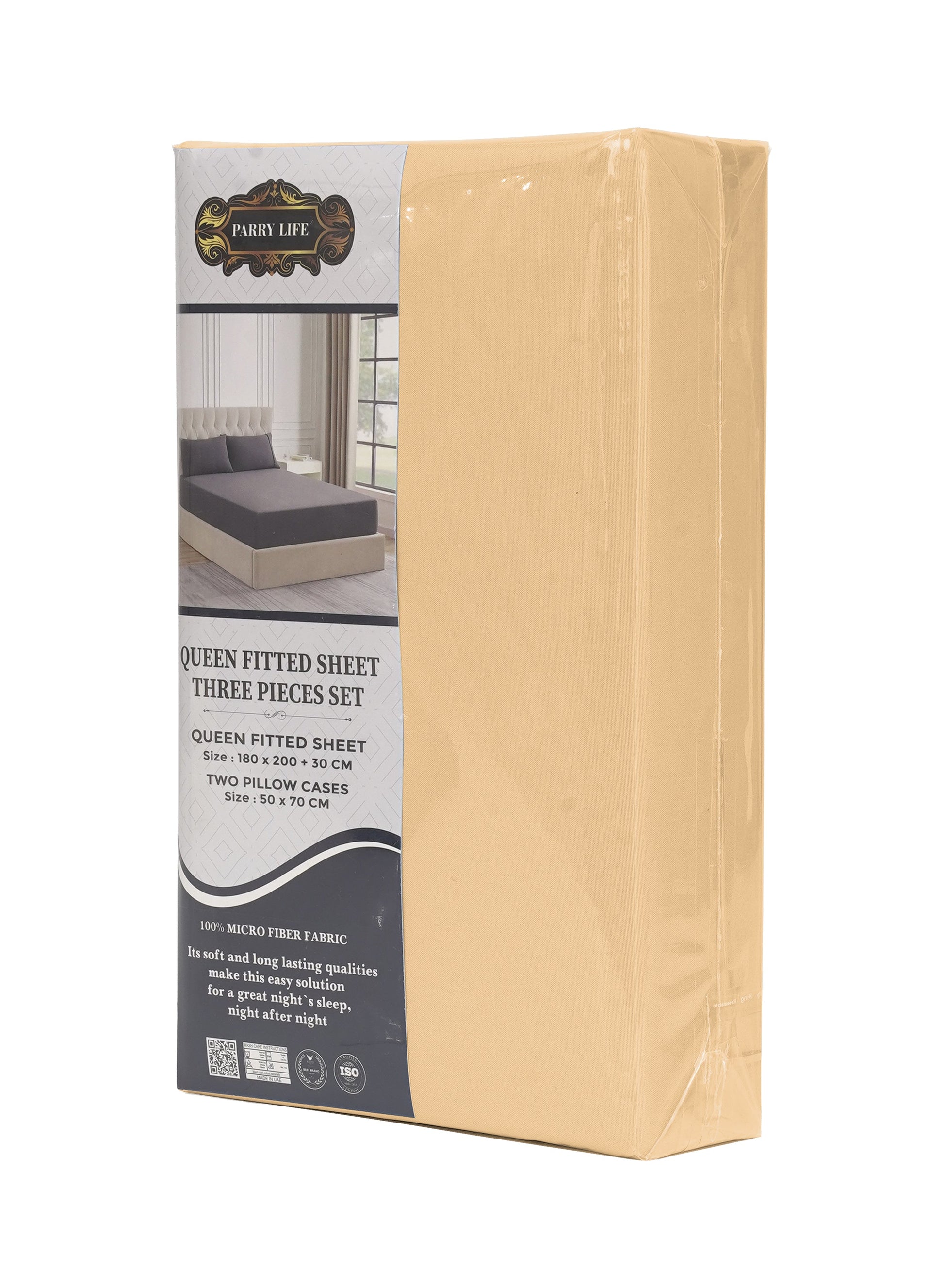 Parajohn Parrylife Queen Fitted Sheet 90 GSM – Plain Microfiber Soft Bedding (180x200+30 cm)  PARAJOHN UAE