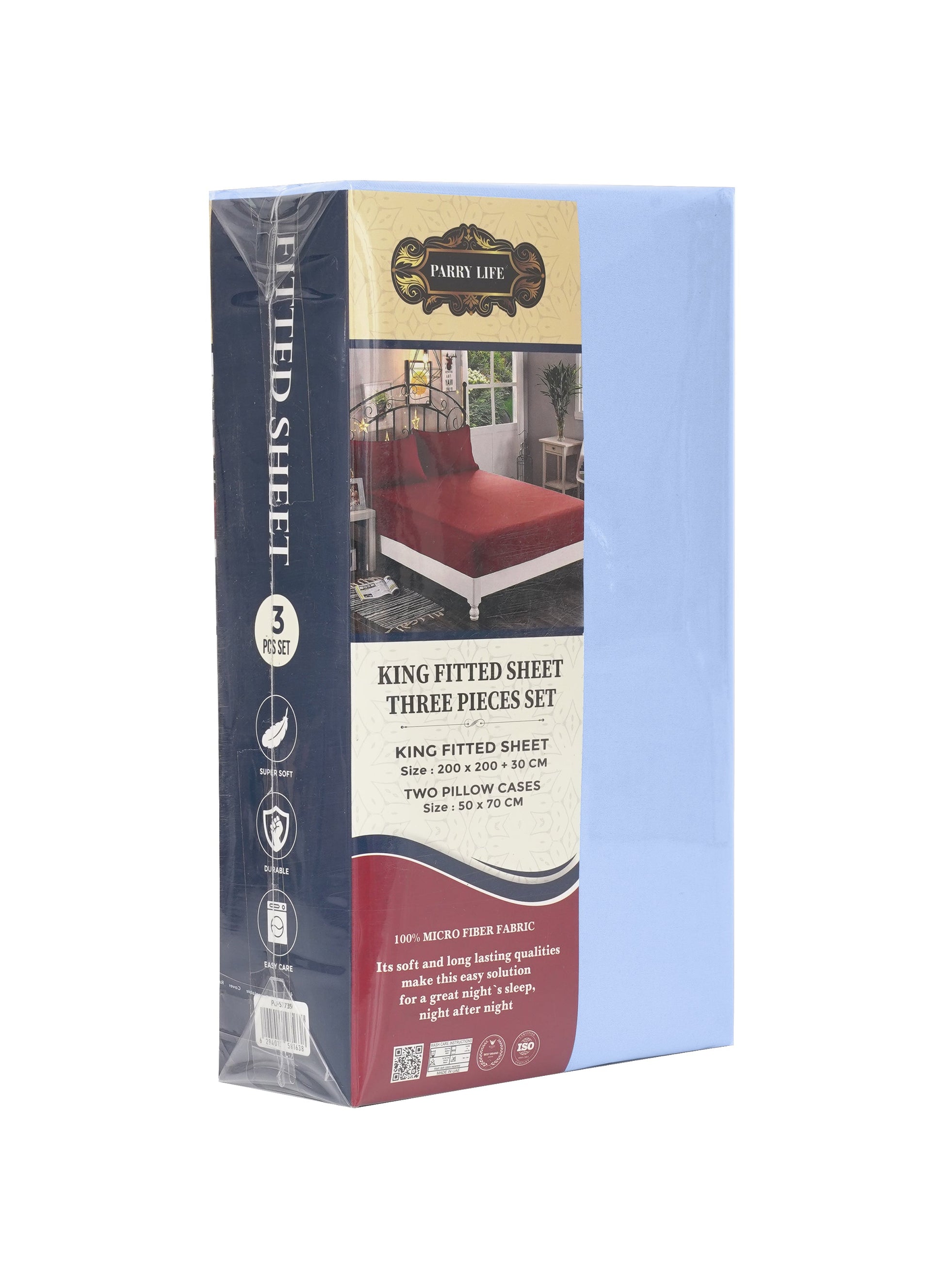 Parajohn Parrylife King Fitted Sheet 90 GSM – Plain Microfiber Soft Bedding (200x200+30 cm)  PARAJOHN UAE