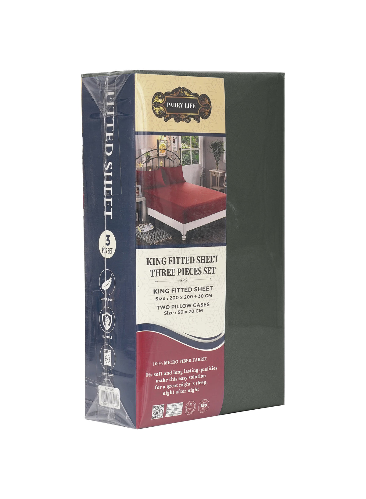 Parajohn Parrylife King Fitted Sheet 90 GSM – Plain Microfiber Soft Bedding (200x200+30 cm)  PARAJOHN UAE