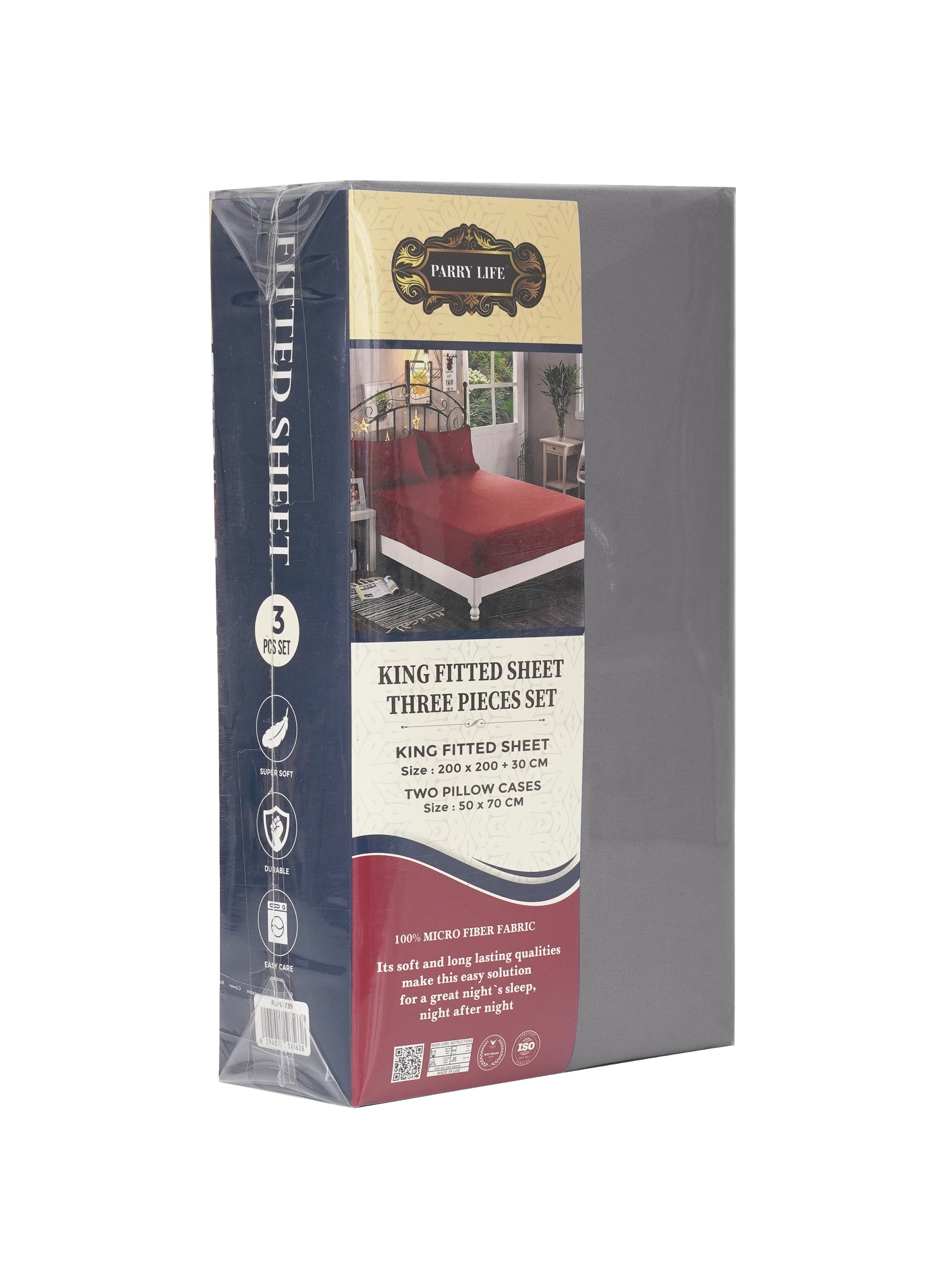 Parajohn Parrylife King Fitted Sheet 90 GSM – Plain Microfiber Soft Bedding (200x200+30 cm)  PARAJOHN UAE