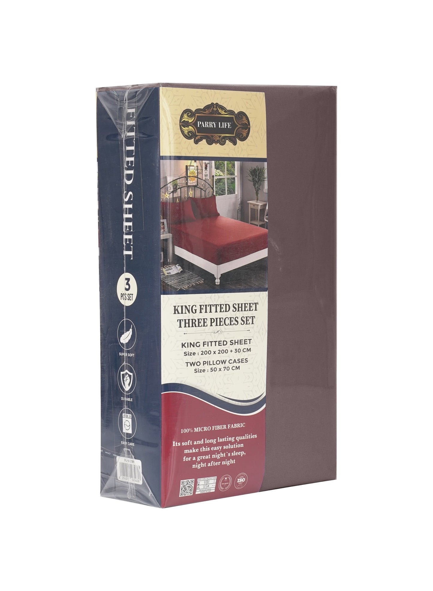 Parajohn Parrylife King Fitted Sheet 90 GSM – Plain Microfiber Soft Bedding (200x200+30 cm)  PARAJOHN UAE