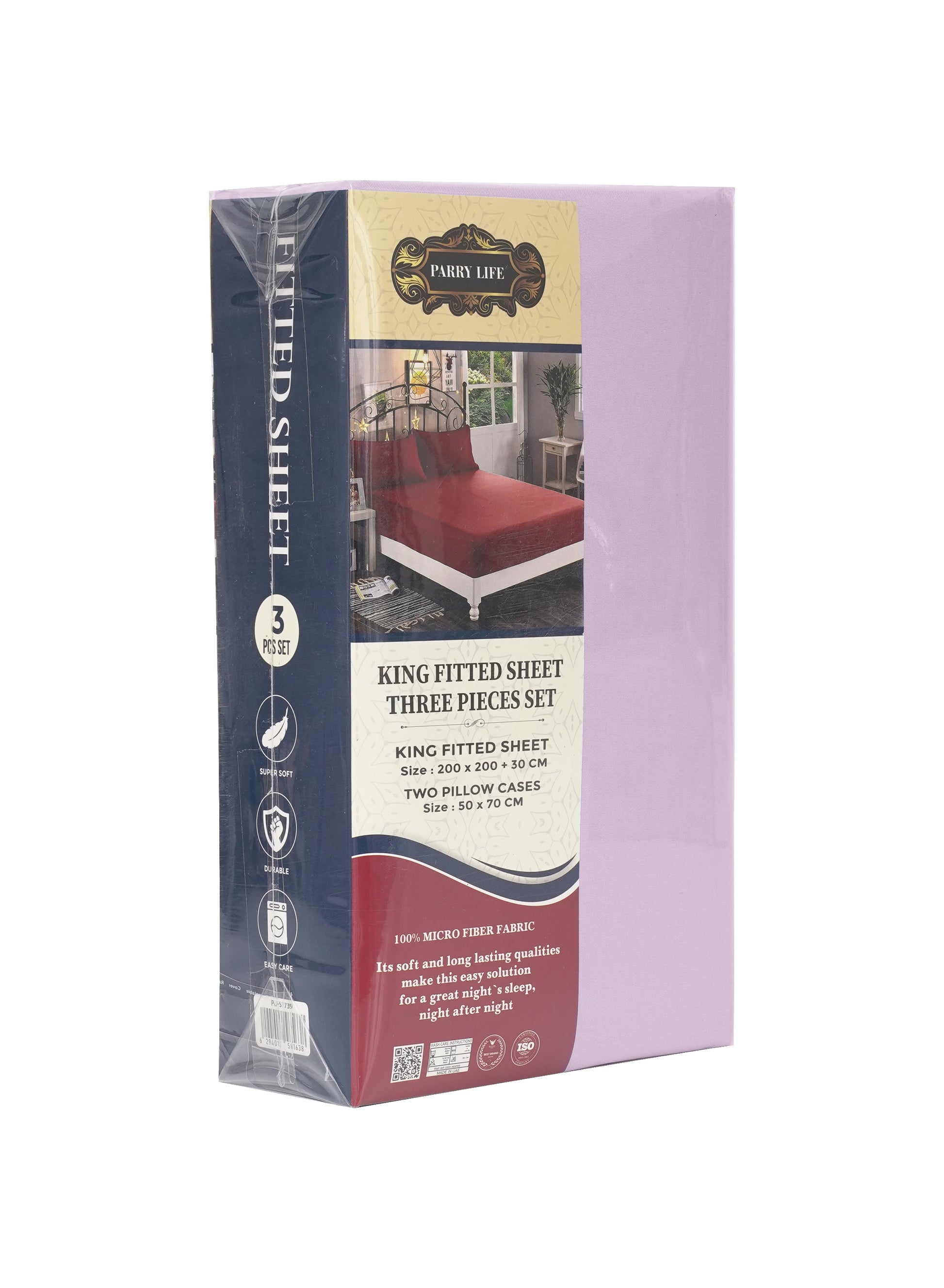 Parajohn Parrylife King Fitted Sheet 90 GSM – Plain Microfiber Soft Bedding (200x200+30 cm)  PARAJOHN UAE