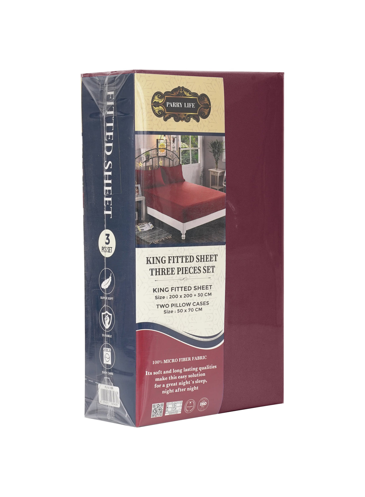 Parajohn Parrylife King Fitted Sheet 90 GSM – Plain Microfiber Soft Bedding (200x200+30 cm)  PARAJOHN UAE