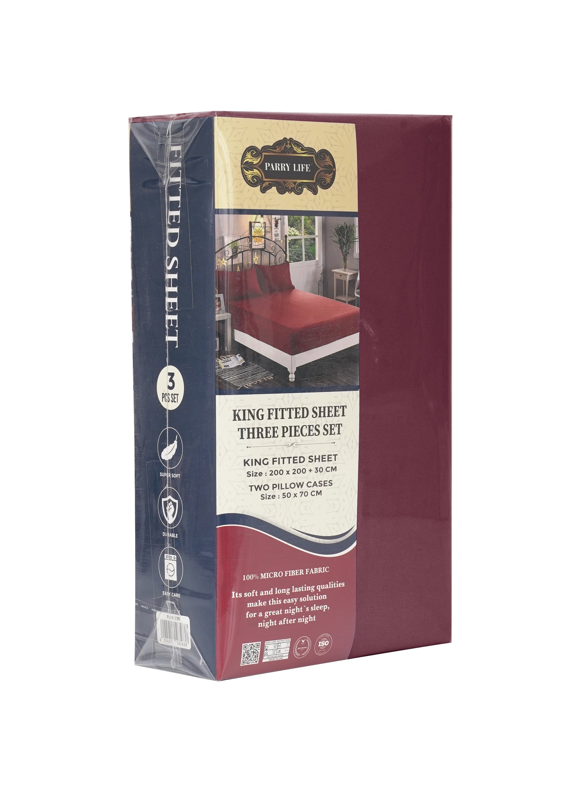 Parajohn Parrylife King Fitted Sheet 90 GSM – Plain Microfiber Soft Bedding (200x200+30 cm)  PARAJOHN UAE