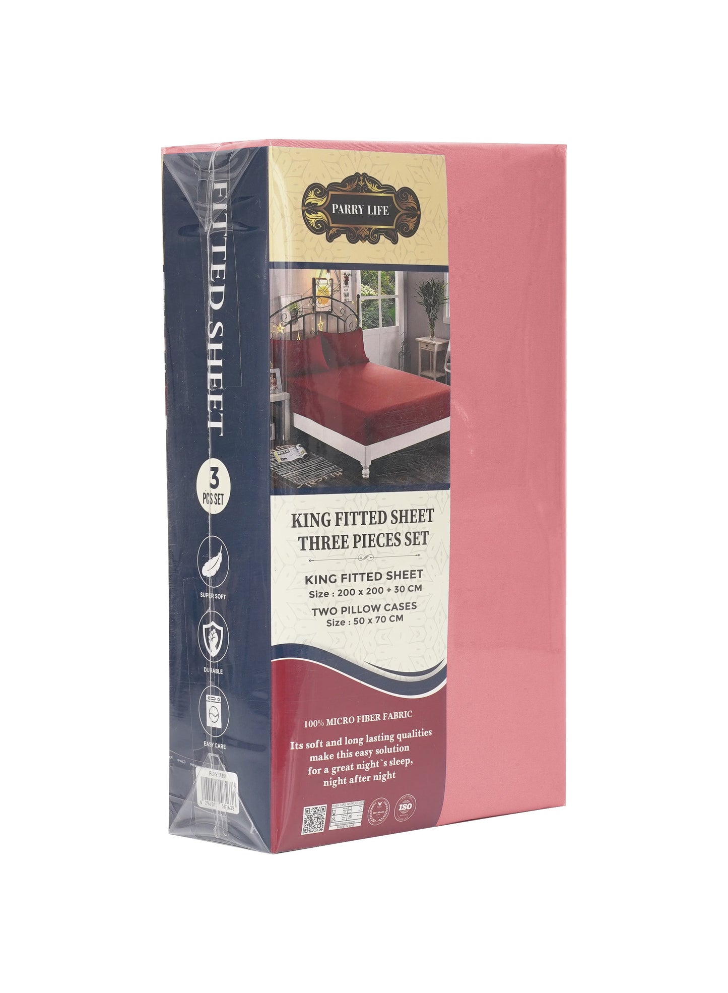 Parajohn Parrylife King Fitted Sheet 90 GSM – Plain Microfiber Soft Bedding (200x200+30 cm)  PARAJOHN UAE