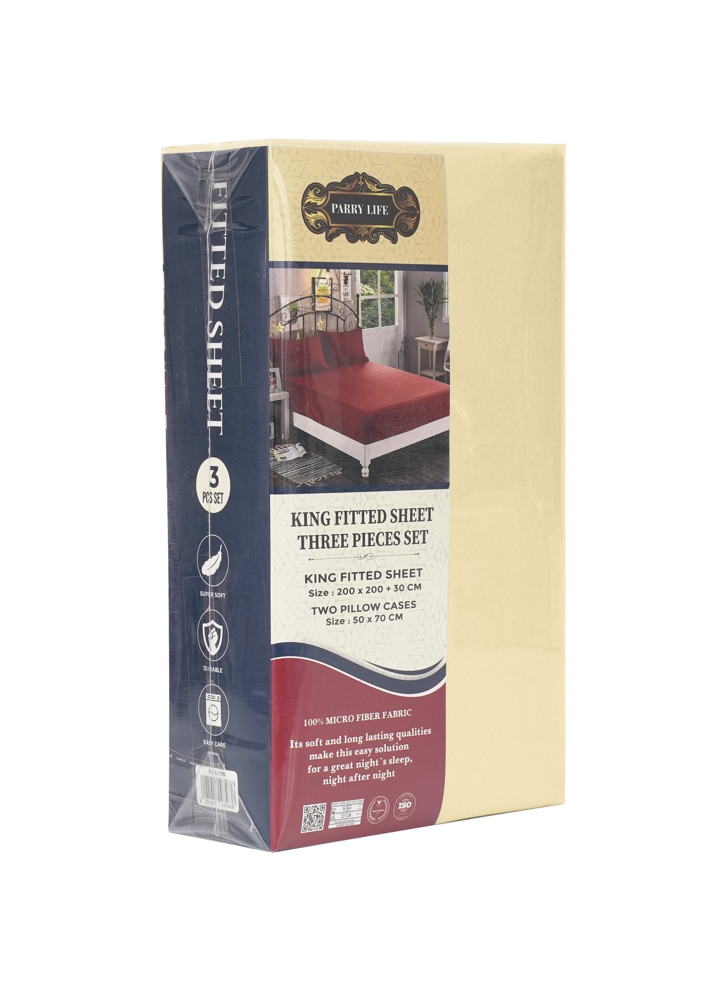 Parajohn Parrylife King Fitted Sheet 90 GSM – Plain Microfiber Soft Bedding (200x200+30 cm)  PARAJOHN UAE